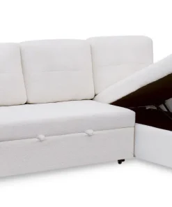 Canapé d'angle convertible Toledo Tissu Bouclette Crème