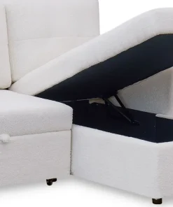 Canapé d'angle convertible Toledo Tissu Bouclette Crème