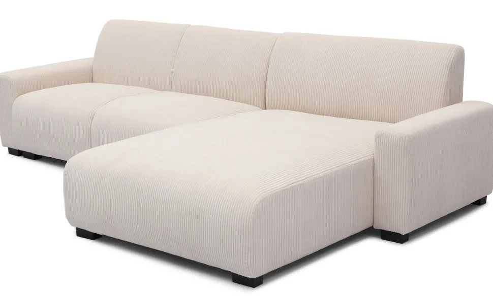 Canapé d'angle moderne 288cm Wallis Velours côtelé Crème