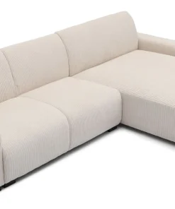 Canapé d'angle moderne 288cm Wallis Velours côtelé Crème