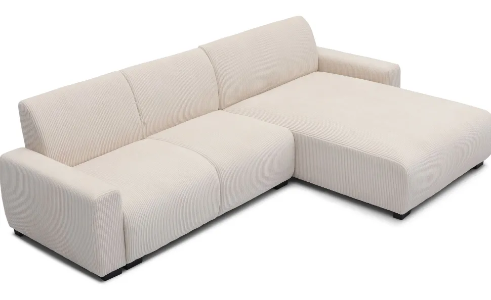 Canapé d'angle moderne 288cm Wallis Velours côtelé Crème