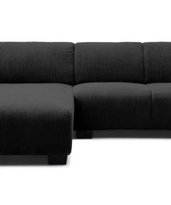 Canapé d'angle moderne 288cm Wallis Velours côtelé Noir