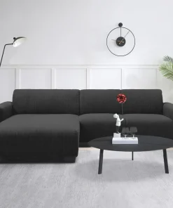 Canapé d'angle moderne 288cm Wallis Velours côtelé Noir