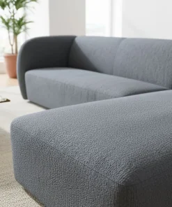 Canapé d'angle réversible moderne Larry Tissu bouclette Gris