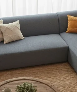 Canapé d'angle réversible moderne Larry Tissu bouclette Gris