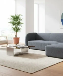 Canapé d'angle réversible moderne Larry Tissu bouclette Gris