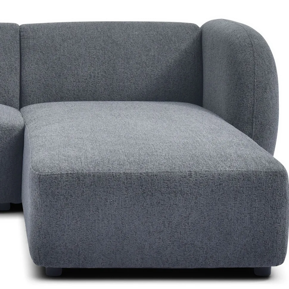Canapé d'angle réversible moderne Larry Tissu bouclette Gris
