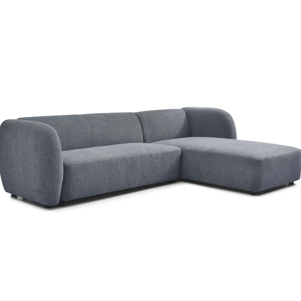 Canapé d'angle réversible moderne Larry Tissu bouclette Gris