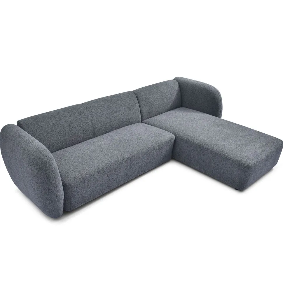 Canapé d'angle réversible moderne Larry Tissu bouclette Gris