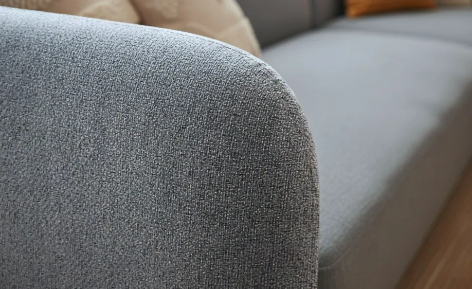 Canapé d'angle réversible moderne Larry Tissu bouclette Gris