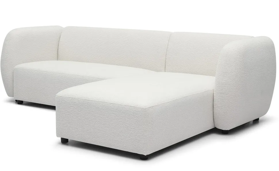 Canapé d'angle réversible moderne Larry Tissu bouclette Crème