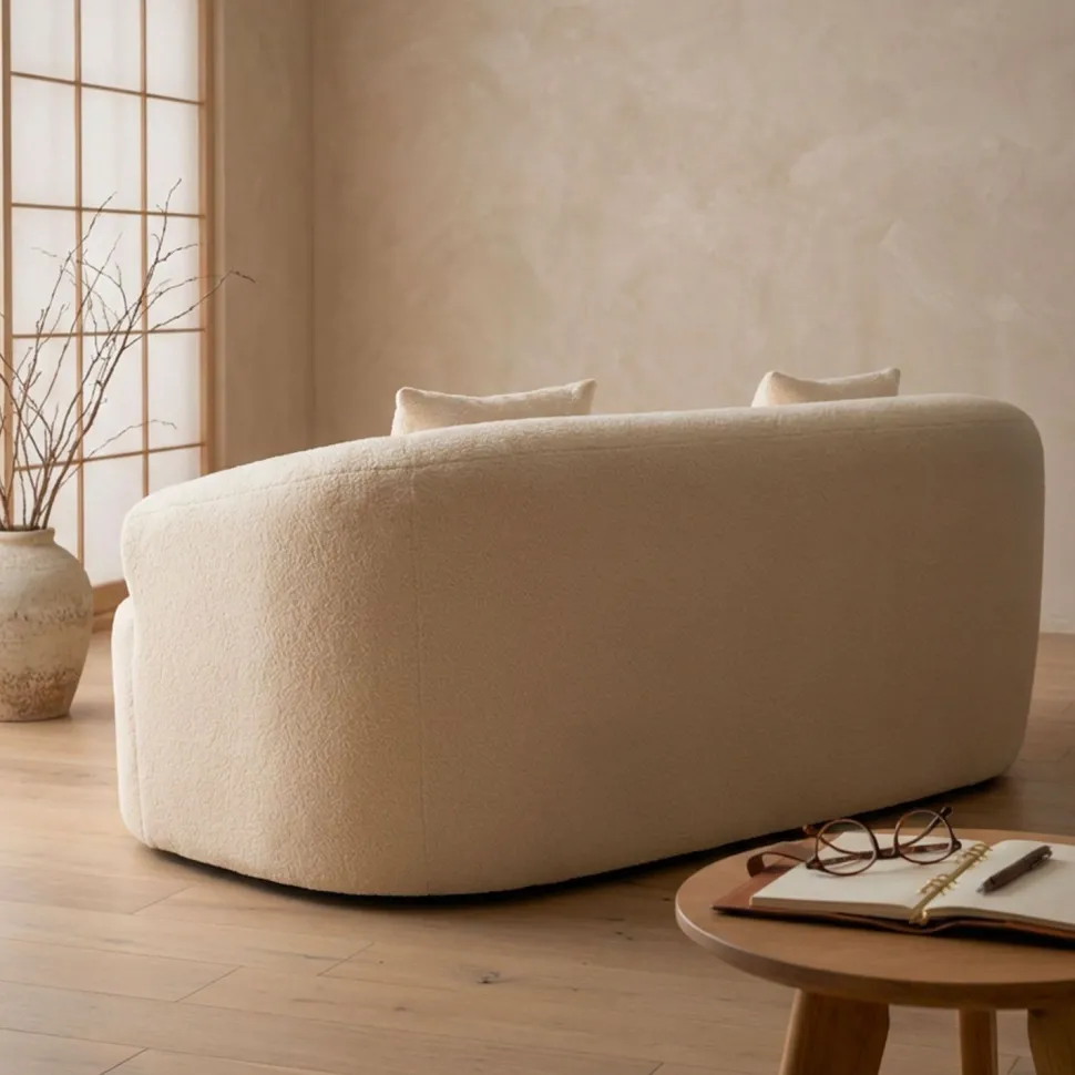 Canapé incurvé 2 places Harmonia Tissu teddy Beige