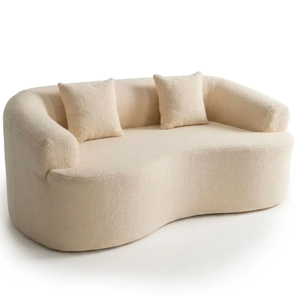 Canapé incurvé 2 places Harmonia Tissu teddy Beige