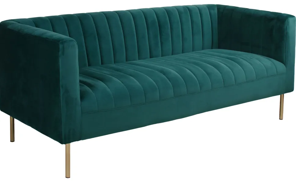 Canapé moderne 3 places à coutures verticales Sacramento Velours Vert