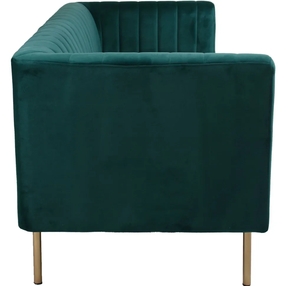 Canapé moderne 3 places à coutures verticales Sacramento Velours Vert