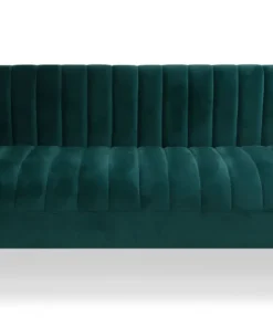 Canapé moderne 3 places à coutures verticales Sacramento Velours Vert