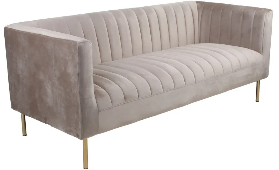 Canapé moderne 3 places à coutures verticales Sacramento Velours Taupe