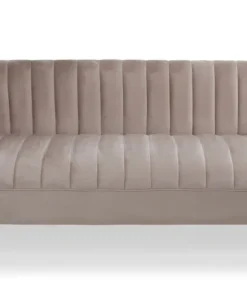 Canapé moderne 3 places à coutures verticales Sacramento Velours Taupe