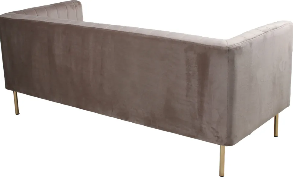 Canapé moderne 3 places à coutures verticales Sacramento Velours Taupe