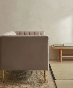 Canapé moderne 2 places à coutures verticales Sacramento Velours Taupe