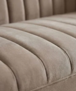 Canapé moderne 2 places à coutures verticales Sacramento Velours Taupe