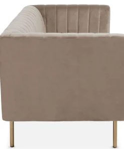 Canapé moderne 2 places à coutures verticales Sacramento Velours Taupe