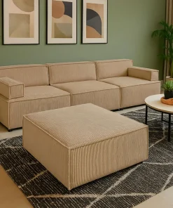 Canapé modulable Benoit Velours côtelé Beige