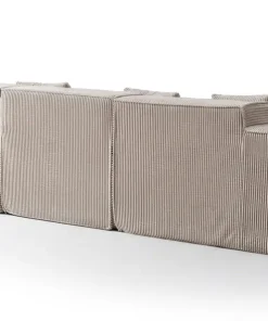 Canapé modulable en angle avec pouf Archiduc Velours côtelé Taupe
