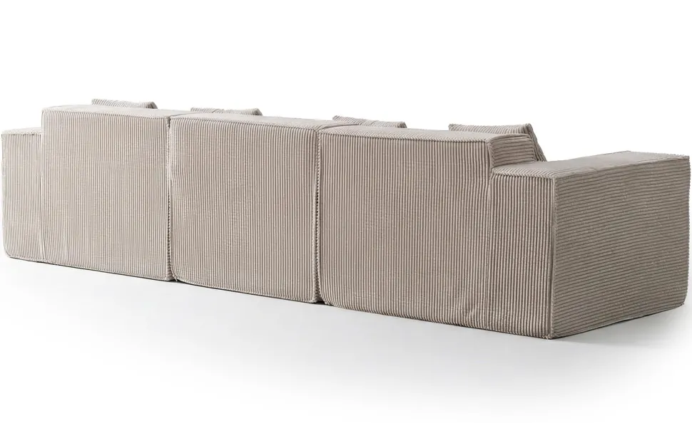 Canapé modulable en angle avec pouf Archiduc Velours côtelé Taupe