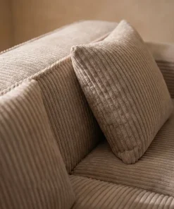 Canapé modulable en angle avec pouf Archiduc Velours côtelé Taupe