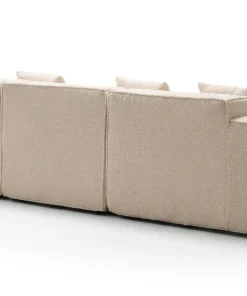 Canapé modulable en angle avec pouf Archiduc Tissu bouclette beige