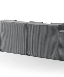 Canapé modulable en angle avec pouf Archiduc Velours côtelé Gris foncé