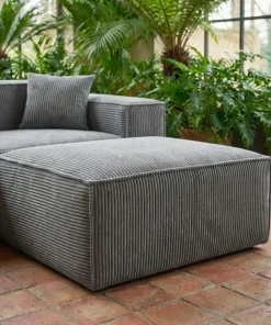 Canapé modulable en angle avec pouf Archiduc Velours côtelé Gris foncé