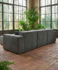 Canapé modulable en angle avec pouf Archiduc Velours côtelé Gris foncé