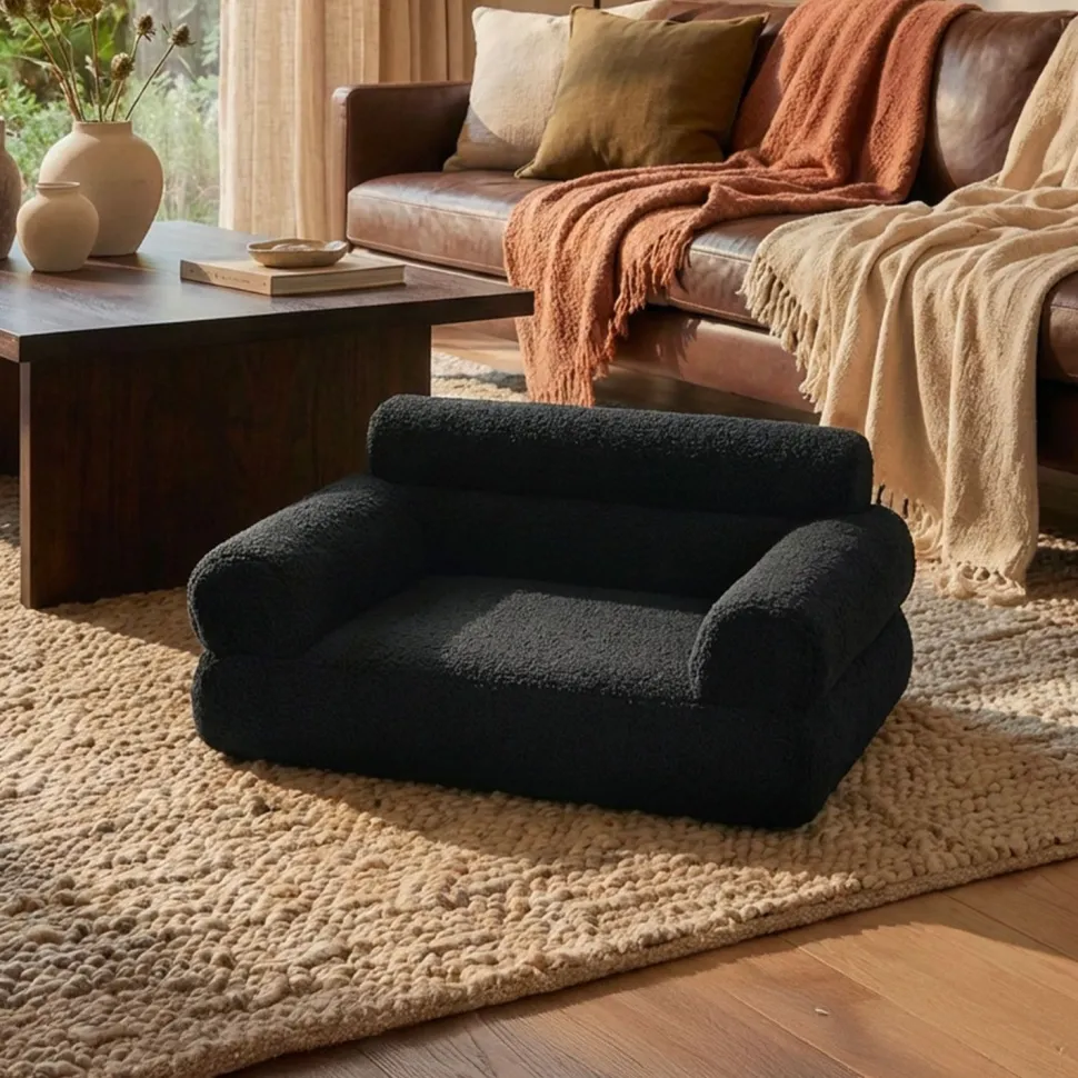 Canapé pour chien et chat Titou 50x80 Tissu Bouclette Noir
