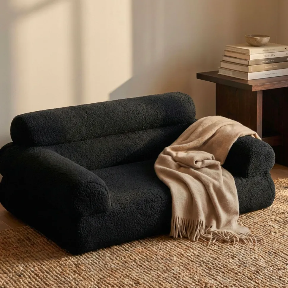 Canapé pour chien et chat Titou 50x80 Tissu Bouclette Noir