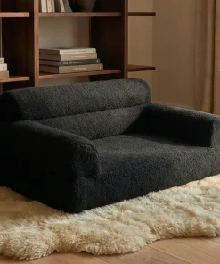 Canapé pour chien et chat Titou 50x80 Tissu Bouclette Noir