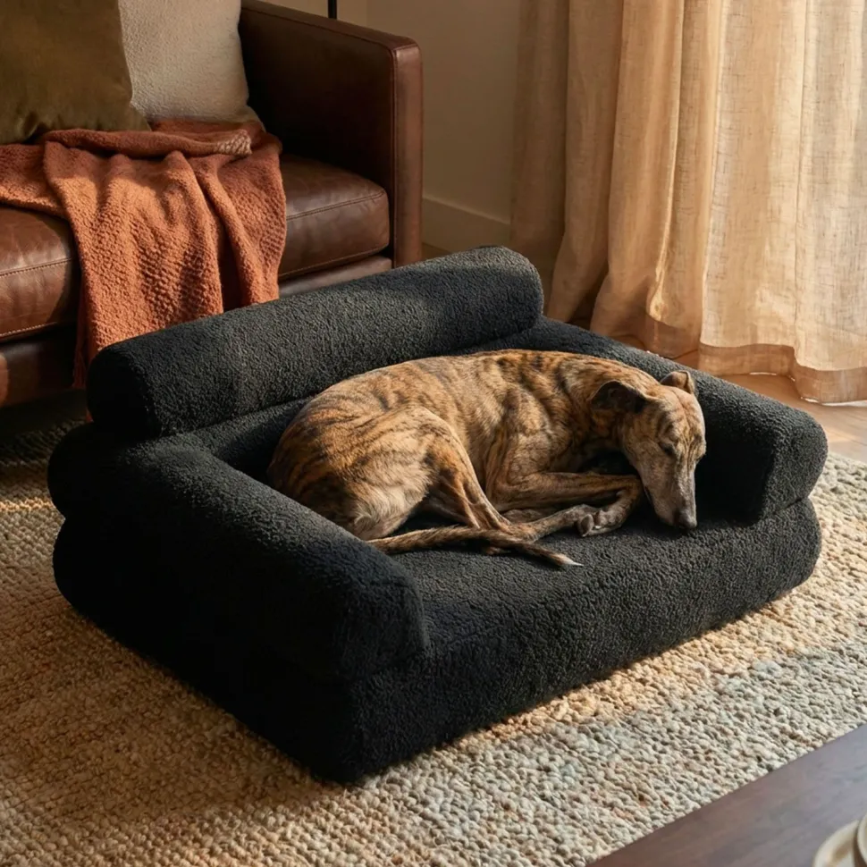 Canapé pour chien et chat Titou 50x80 Tissu Bouclette Noir