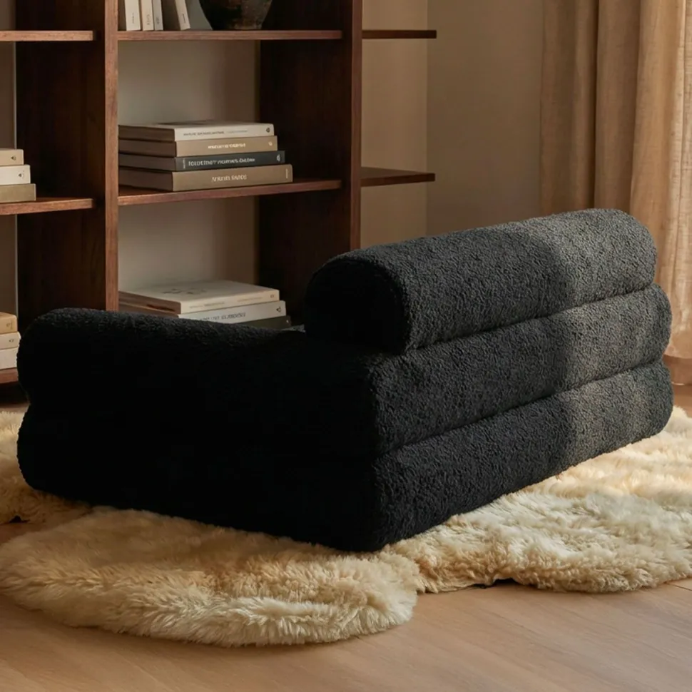 Canapé pour chien et chat Titou 50x80 Tissu Bouclette Noir