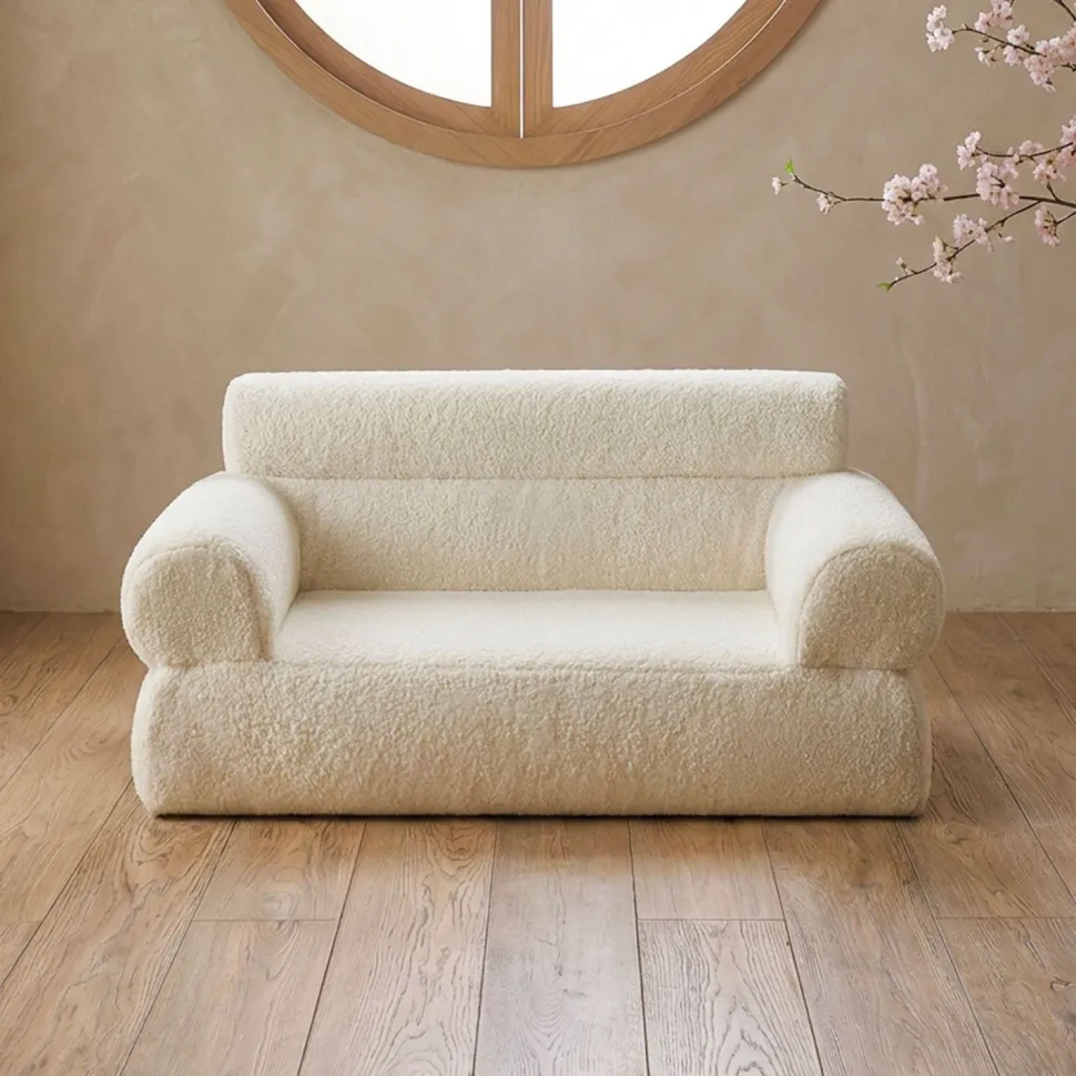 Canapé pour chien et chat Titou 50x80 Tissu Bouclette Crème