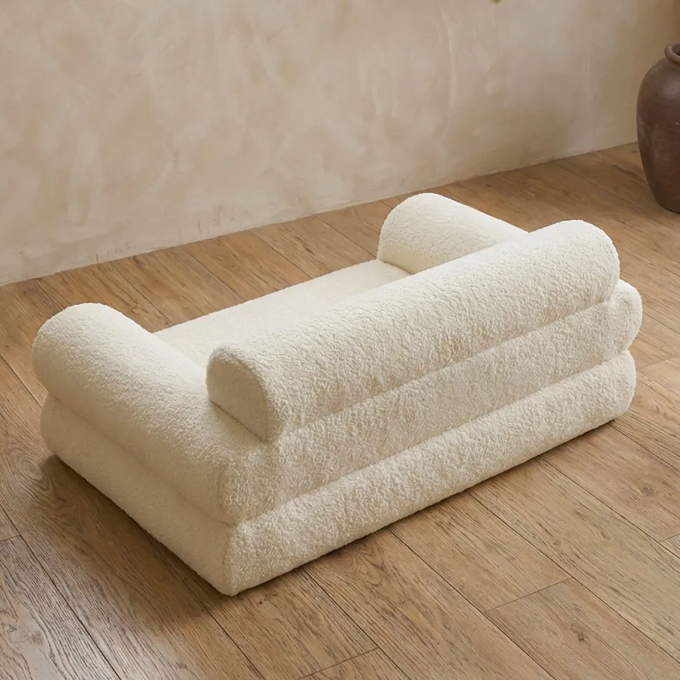 Canapé pour chien et chat Titou 50x80 Tissu Bouclette Crème