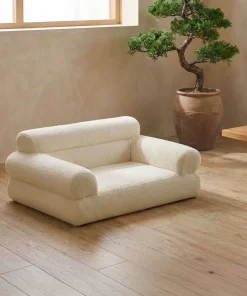Canapé pour chien et chat Titou 50x80 Tissu Bouclette Crème