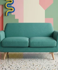 Canapé scandinave 2 places Danube Tissu Bleu-Vert