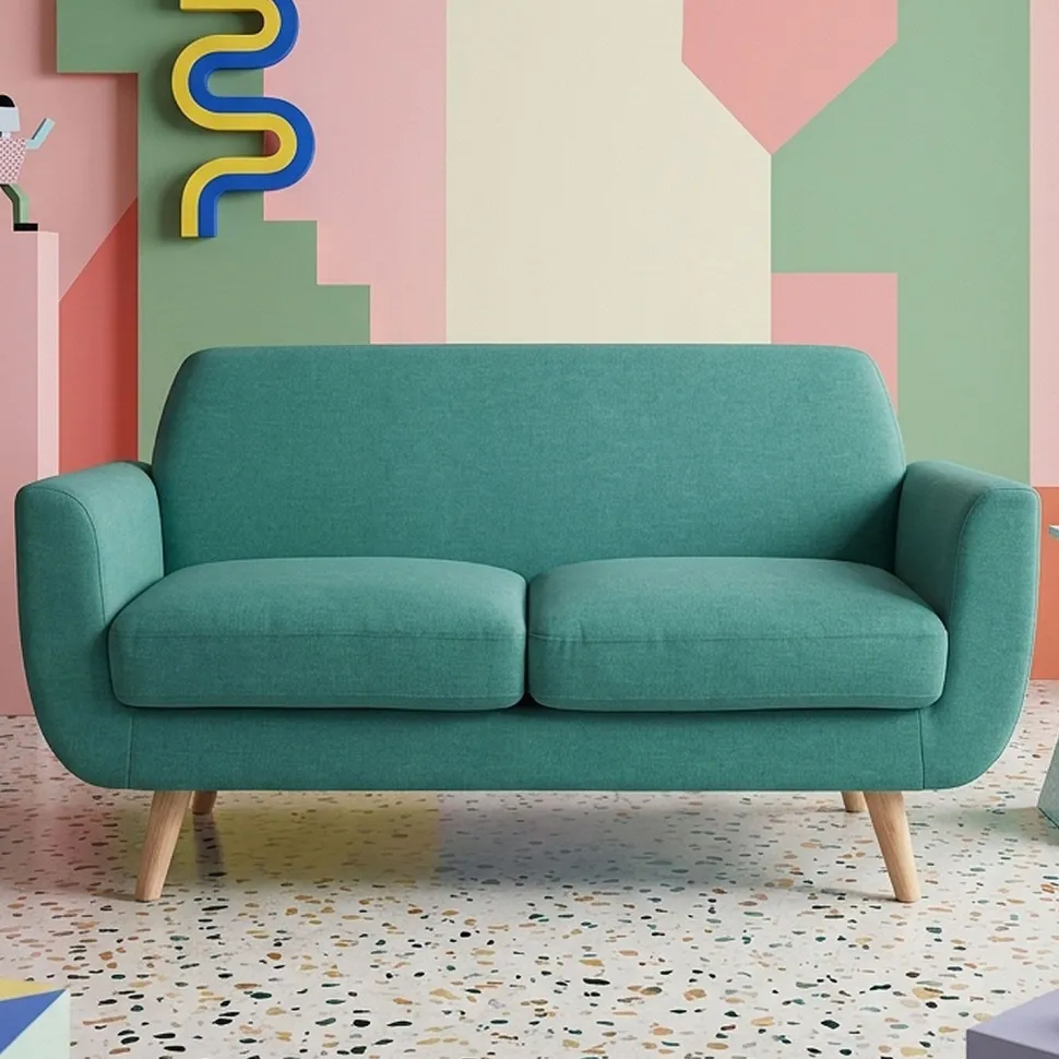 Canapé scandinave 2 places Danube Tissu Bleu-Vert