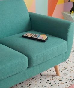 Canapé scandinave 2 places Danube Tissu Bleu-Vert