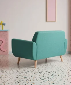 Canapé scandinave 2 places Danube Tissu Bleu-Vert