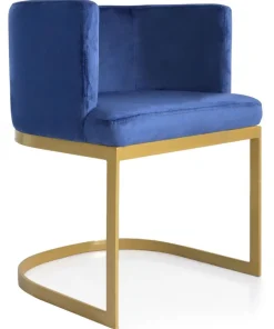 Chaise / Fauteuil Noellie Velours Bleu pieds Or