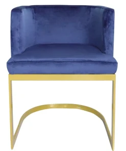 Chaise / Fauteuil Noellie Velours Bleu pieds Or