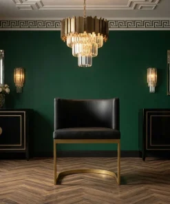Chaise / Fauteuil Noellie Simili P.U. Noir pieds Or