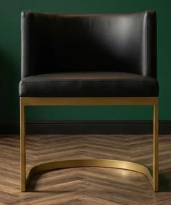 Chaise / Fauteuil Noellie Simili P.U. Noir pieds Or